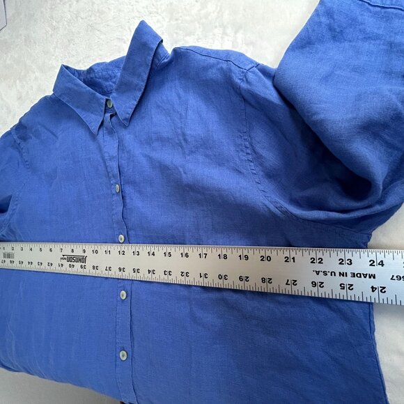 Chico's Womens Blue Long Sleeve Button-Up Collared Linen Shirt Top Size 3/US 16 - Picture 5 of 6